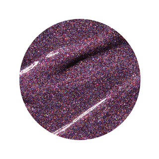 en Vogue belladonna purple, magenta, and gold microglitter gel polish for professional nails and extensions swatch