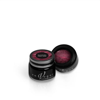 en Vogue first kiss glitter gel polish with microglitter for professional nails and extensions shown in container