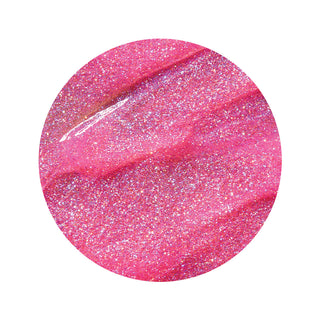 en Vogue oh-so-cosmo bubblegum pink jelly base with iridescent micro-glitter gel polish for professional nails and extensions swatch