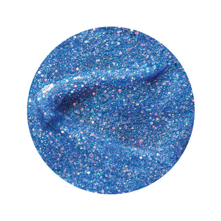 en Vogue shattered-dreams jelly blue base with circular iridescent glitter gel polish for professional nails and extensions swatch