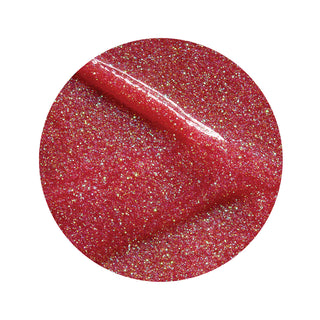 en Vogue sugar and spice coral jelly base glitter gel polish for professional nails and extensions swatch