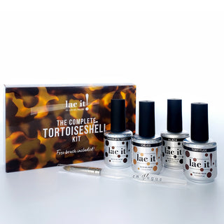 en Vogue Lac it! the-complete-tortoiseshell-nail polish kit for professional nails, sculpting and extensions. Includes Chocolate Torte, Calico, Black and Tortitude colors and brush