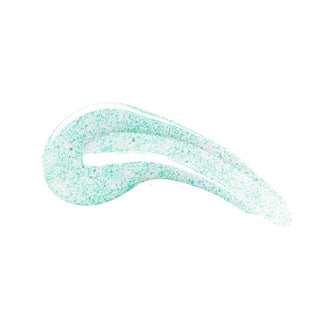 en Vogue Lac It! Andromeda fine green and holograhpic microglitters in a clear UV/LED gel nail polish base swatch