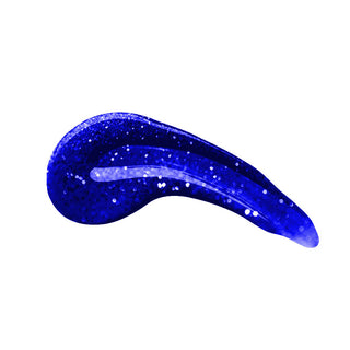 en Vogue Lac It! Aquila fine and medium blue glitters in a cobalt jelly base UV/LED gel nail polish swatch
