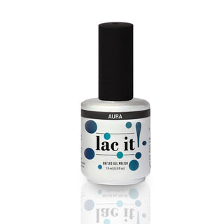 en Vogue Lac It! Aura deep blue base with teal color-shifting shimmers UV/LED gel nail polish for professional nails and extensions bottle