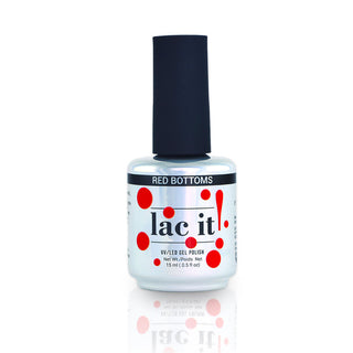 en Vogue Lac It! Red bottoms bright poppy red crème UV/LED gel nail polish for professional nails and extensions bottle