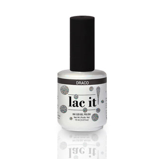 en Vogue Lac It! Draco mix of silver and holographic microglitters in clear base UV/LED gel nail polish for professional nails and extensions bottle