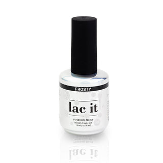 en Vogue Lac It! Frosty clear base packed with tiny silver microglitters UV/LED gel nail polish for professional nails and extensions bottle