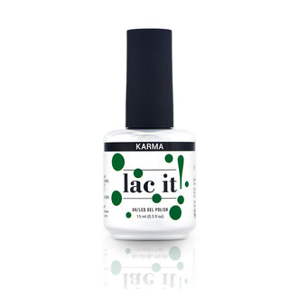 en Vogue Lac It! Karma true kelly green crème UV/LED gel nail polish for professional nails and extensions bottle