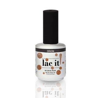 en Vogue Lac It! Orion jelly orange base with fine orange and holographic microglitters UV/LED gel nail polish for professional nails and extensions bottle