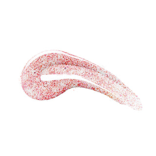 en Vogue Lac It! Perseus clear base with red and silver holographic microglitters UV/LED gel nail polish for professional nails and extensions swatch