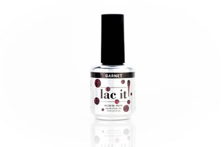 en Vogue Lac It! Garnet dark burgundy base with raspberry microglitters UV/LED gel nail polish for professional nails and extensions bottle