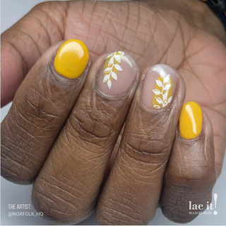 en Vogue Lac It! Sahara mustard yellow crème UV/LED gel nail polish for professional nails and extensions on short round manicure