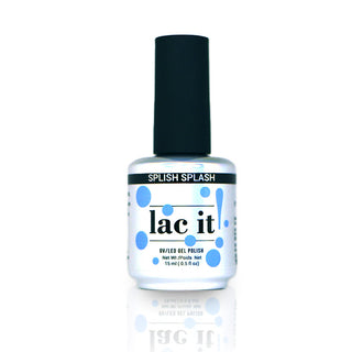 en Vogue Lac It! Splish Splash bright, light, true blue crème UV/LED gel nail polish for professional nails and extensions bottle